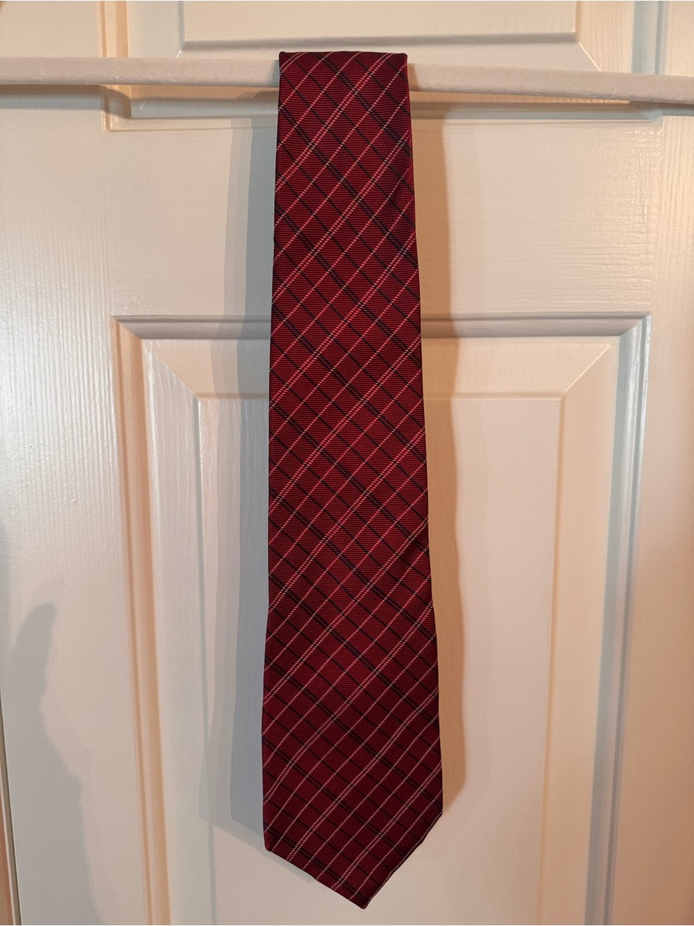 Lauren Ralph Lauren 100% Silk Tie Red Plaid Made in USA